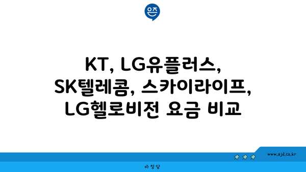 KT, LG유플러스, SK텔레콤, 스카이라이프, LG헬로비전 요금 비교