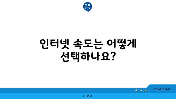 인터넷 속도는 어떻게 선택하나요?