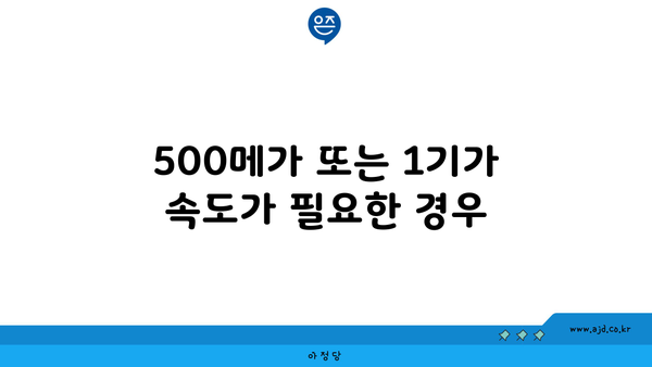 500메가 또는 1기가 속도가 필요한 경우