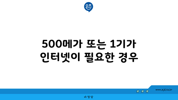 500메가 또는 1기가 인터넷이 필요한 경우