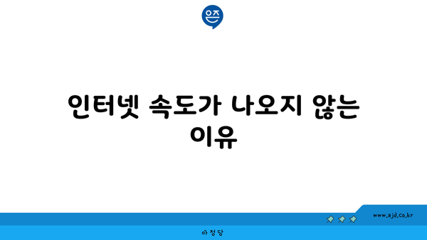 인터넷 속도가 나오지 않는 이유