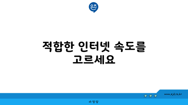 적합한 인터넷 속도를 고르세요