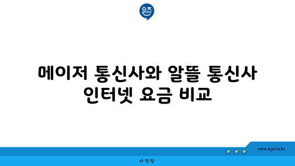 메이저 통신사와 알뜰 통신사 인터넷 요금 비교