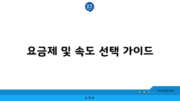 요금제 및 속도 선택 가이드