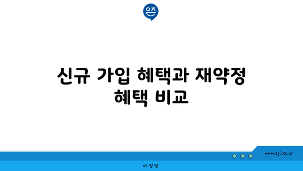 신규 가입 혜택과 재약정 혜택 비교