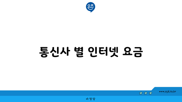 통신사 별 인터넷 요금