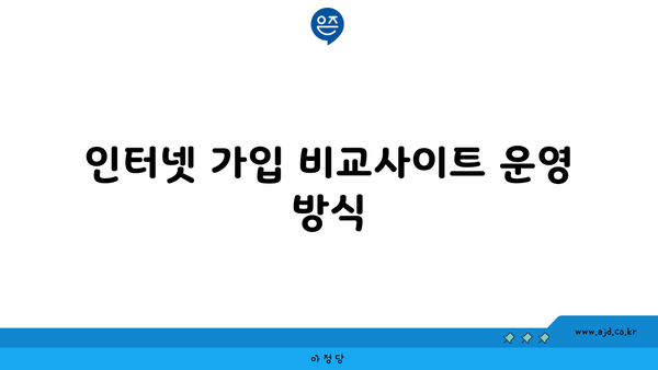 인터넷 가입 비교사이트 운영 방식