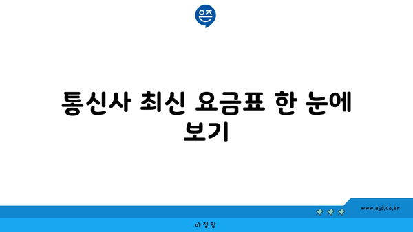 통신사 최신 요금표 한 눈에 보기