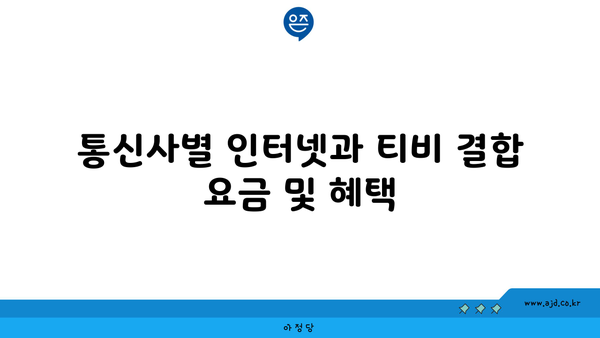 통신사별 인터넷과 티비 결합 요금 및 혜택