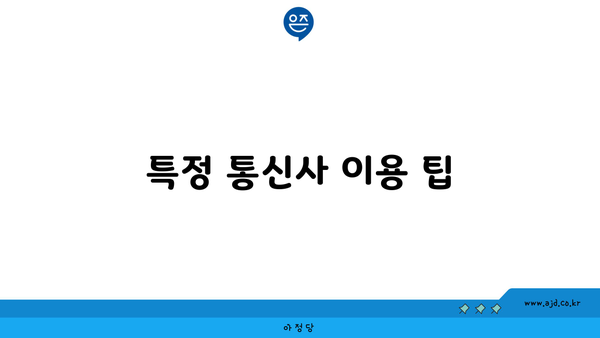 특정 통신사 이용 팁