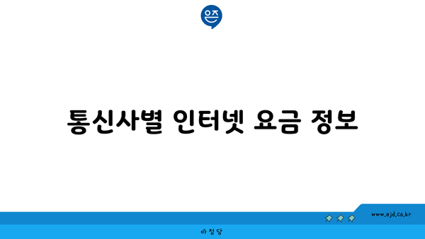 통신사별 인터넷 요금 정보