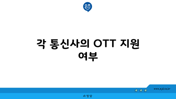 각 통신사의 OTT 지원 여부