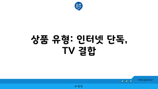 상품 유형: 인터넷 단독, TV 결합