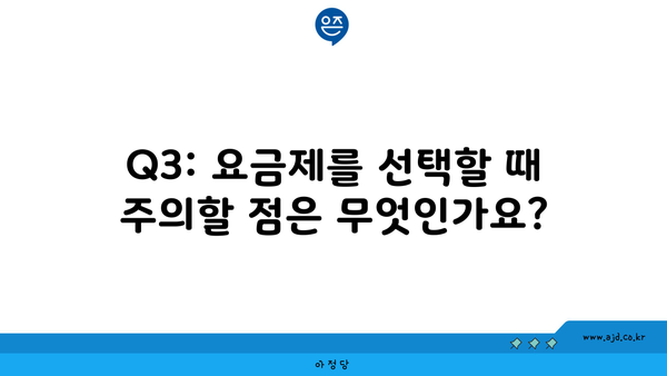 Q3: 요금제를 선택할 때 주의할 점은 무엇인가요?