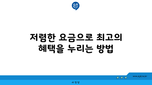 저렴한 요금으로 최고의 혜택을 누리는 방법