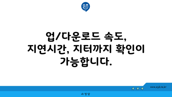 업/다운로드 속도, 지연시간, 지터까지 확인이 가능합니다.