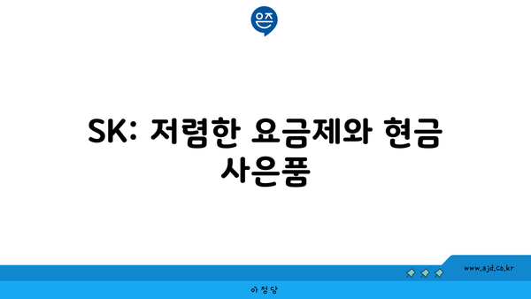 SK: 저렴한 요금제와 현금 사은품