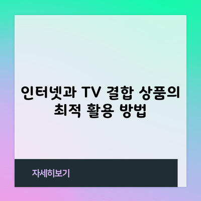 인터넷과 TV 결합 상품의 최적 활용 방법