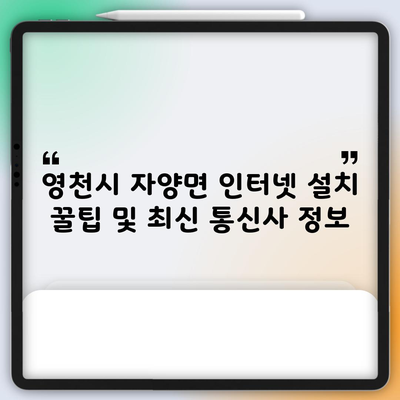 영천시 자양면 인터넷 설치 꿀팁 및 최신 통신사 정보