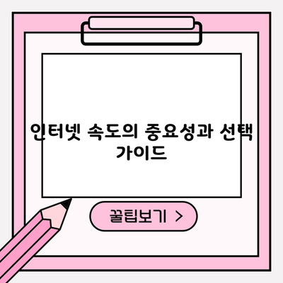 인터넷 속도의 중요성과 선택 가이드