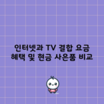 인터넷과 TV 결합 요금 혜택 및 현금 사은품 비교