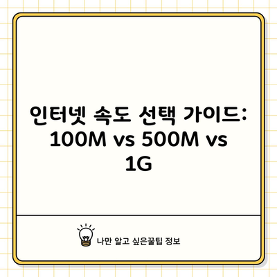 인터넷 속도 선택 가이드: 100M vs 500M vs 1G