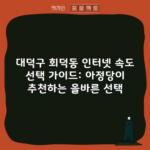 대덕구 회덕동 인터넷 속도 선택 가이드: 아정당이 추천하는 올바른 선택