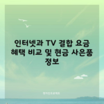 인터넷과 TV 결합 요금 혜택 비교 및 현금 사은품 정보