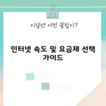 인터넷 속도 및 요금제 선택 가이드