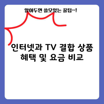 인터넷과 TV 결합 상품 혜택 및 요금 비교