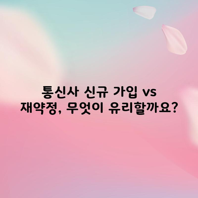 통신사 신규 가입 vs 재약정, 무엇이 유리할까요?