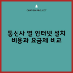 통신사 별 인터넷 설치 비용과 요금제 비교