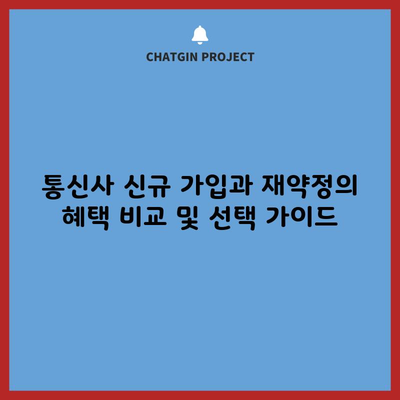 통신사 신규 가입과 재약정의 혜택 비교 및 선택 가이드