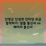 단양군 단성면 인터넷 요금 절약하기: 알뜰 통신사 vs 메이저 통신사