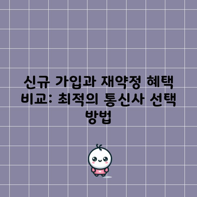 신규 가입과 재약정 혜택 비교: 최적의 통신사 선택 방법