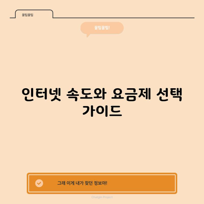 인터넷 속도와 요금제 선택 가이드