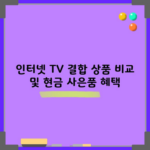 인터넷 TV 결합 상품 비교 및 현금 사은품 혜택