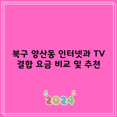 북구 양산동 인터넷과 TV 결합 요금 비교 및 추천