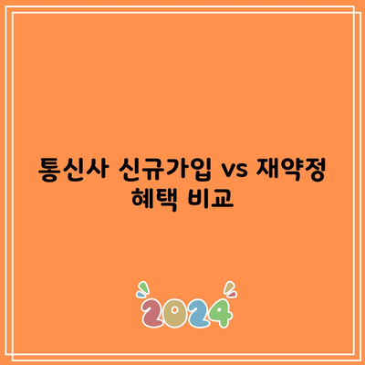 통신사 신규가입 vs 재약정 혜택 비교