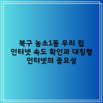 북구 농소1동 우리 집 인터넷 속도 확인과 대칭형 인터넷의 중요성