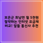 보은군 회남면 월 5천원 절약하는 인터넷 요금제 비교! 알뜰 통신사 추천