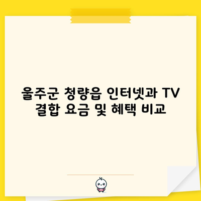 울주군 청량읍 인터넷과 TV 결합 요금 및 혜택 비교