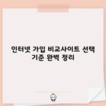 인터넷 가입 비교사이트 선택 기준 완벽 정리