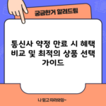 통신사 약정 만료 시 혜택 비교 및 최적의 상품 선택 가이드