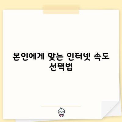 본인에게 맞는 인터넷 속도 선택법