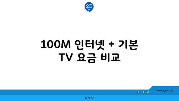 100M 인터넷 + 기본 TV 요금 비교