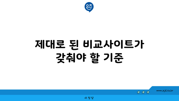 제대로 된 비교사이트가 갖춰야 할 기준