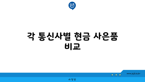 각 통신사별 현금 사은품 비교