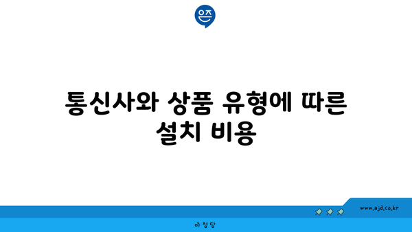 통신사와 상품 유형에 따른 설치 비용