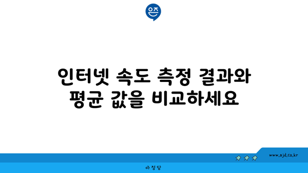 인터넷 속도 측정 결과와 평균 값을 비교하세요